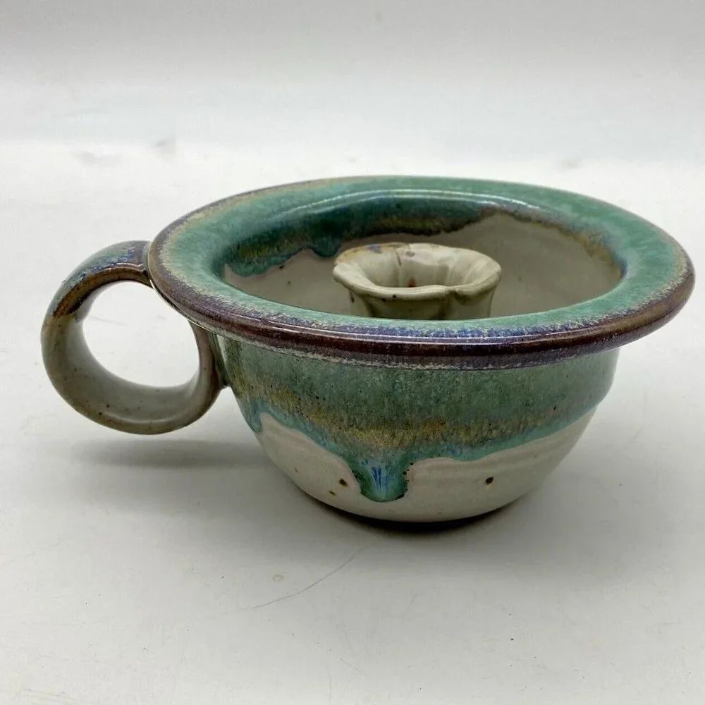 Vintage Sauk Mountain Pottery Chamberstick Candle Holder SMP TN Studio Folk Art